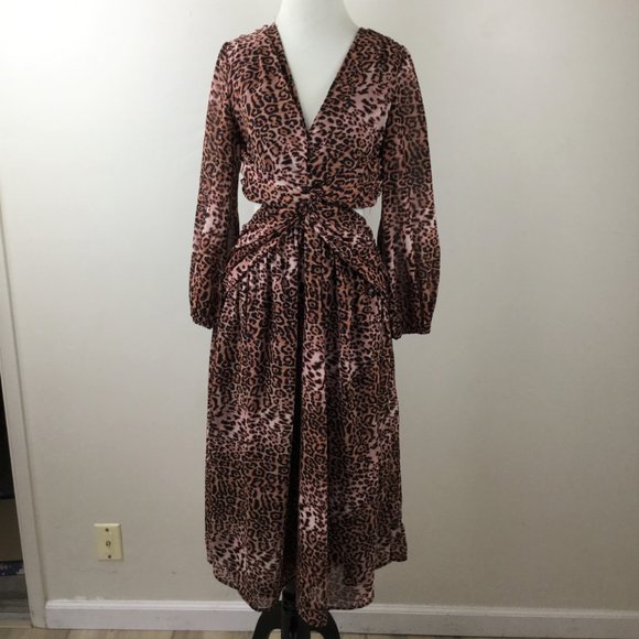 Anthropologie Ranna Gill Animal-Print Cut-Out Midi Dress m - Picture 11 of 11